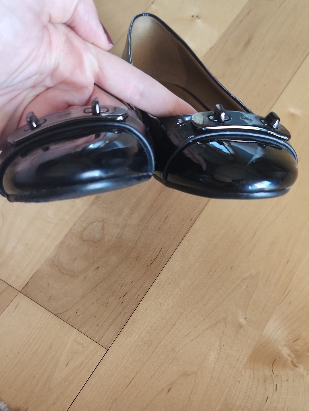 Coach Oswald Black Patent Leather Ballet Flats with Signature Hardware sz 8 B 38 - Picture 6 of 7